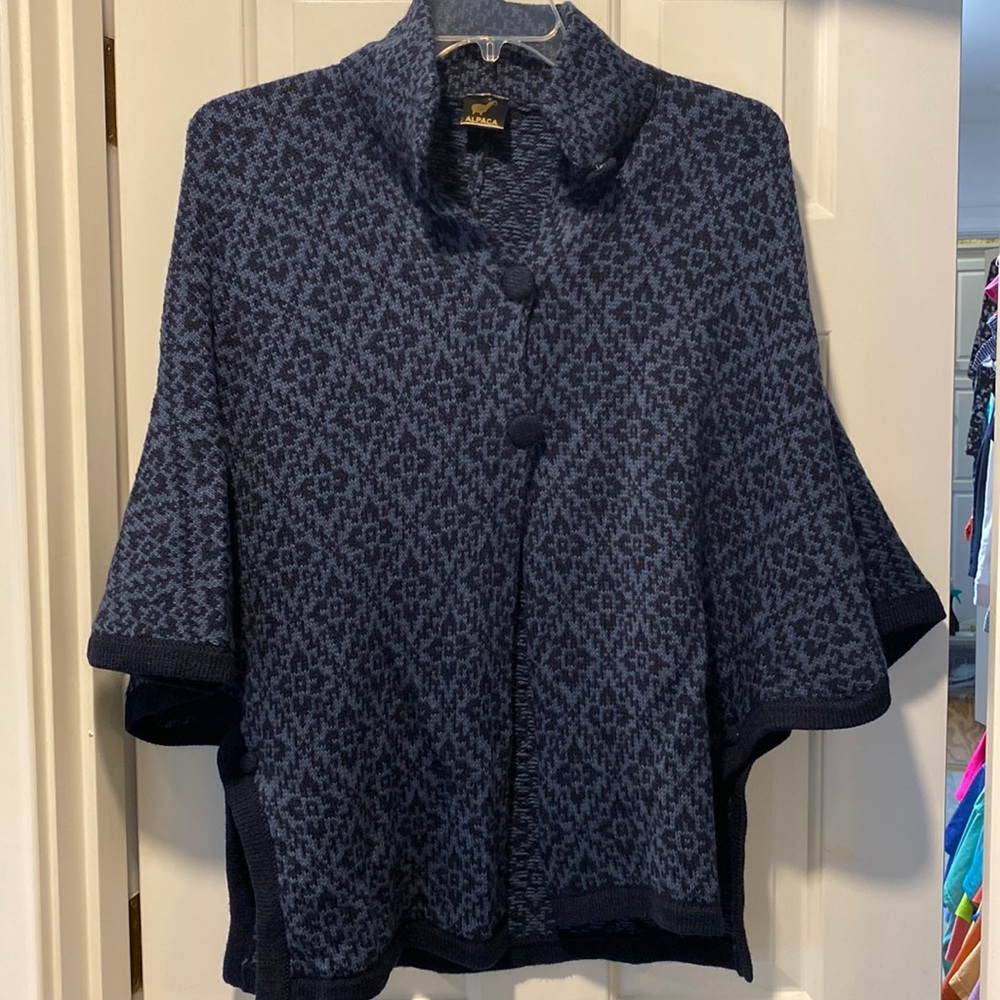 Alpaca button front cape OSFA